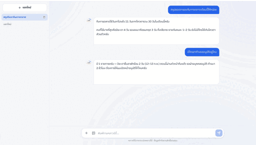 หน้าผู้ช่วย AI Cloudy ที่ตอบคำถามจากข้อมูลในระบบ